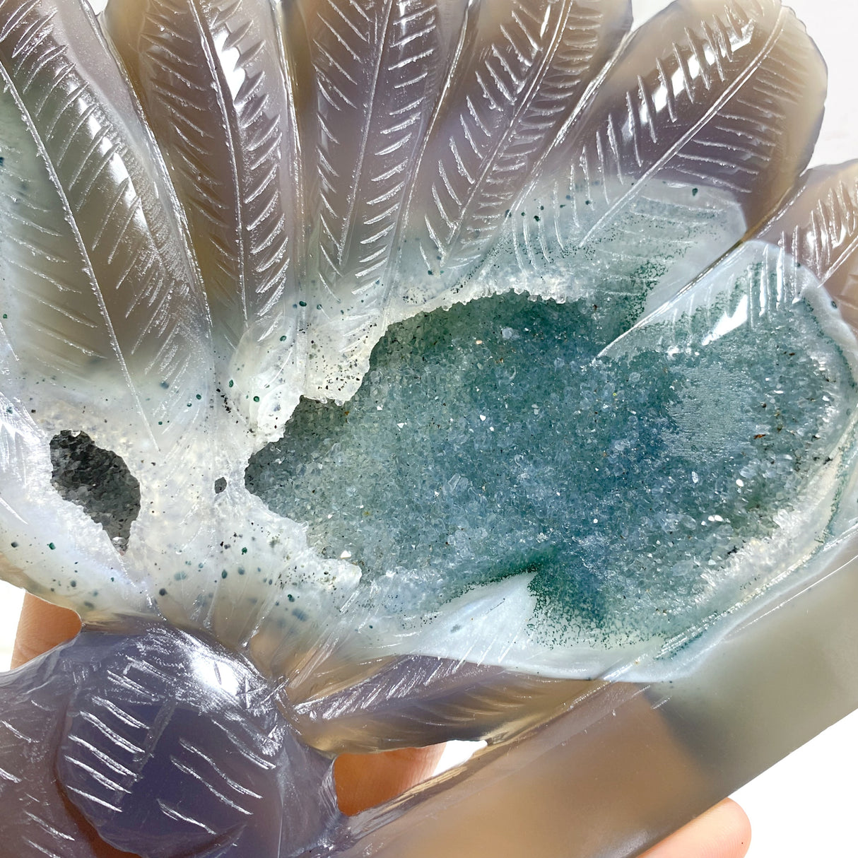 Geode Agate Druzy Nine-tailed Fox Carving #12