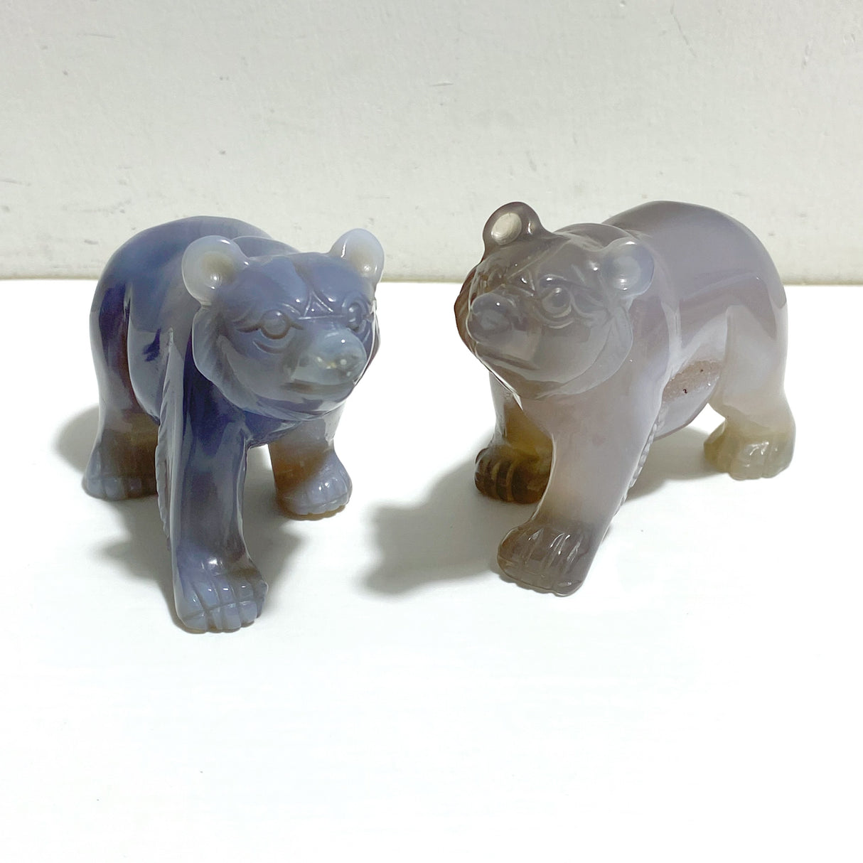 9 Pieces Beautiful Geode Druzy Agate Bear Carving