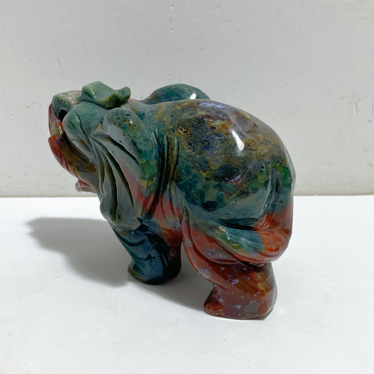 2 Pieces Large Ocean Jasper Elephant Carving