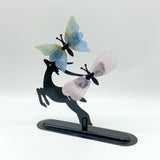 Mixed Materials Butterfly Wing Carving With Deer Stand Wholesale