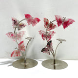 Beautiful Rhodonite Mixed Quartz Butterfly Flower Carving With Stand Wholesale