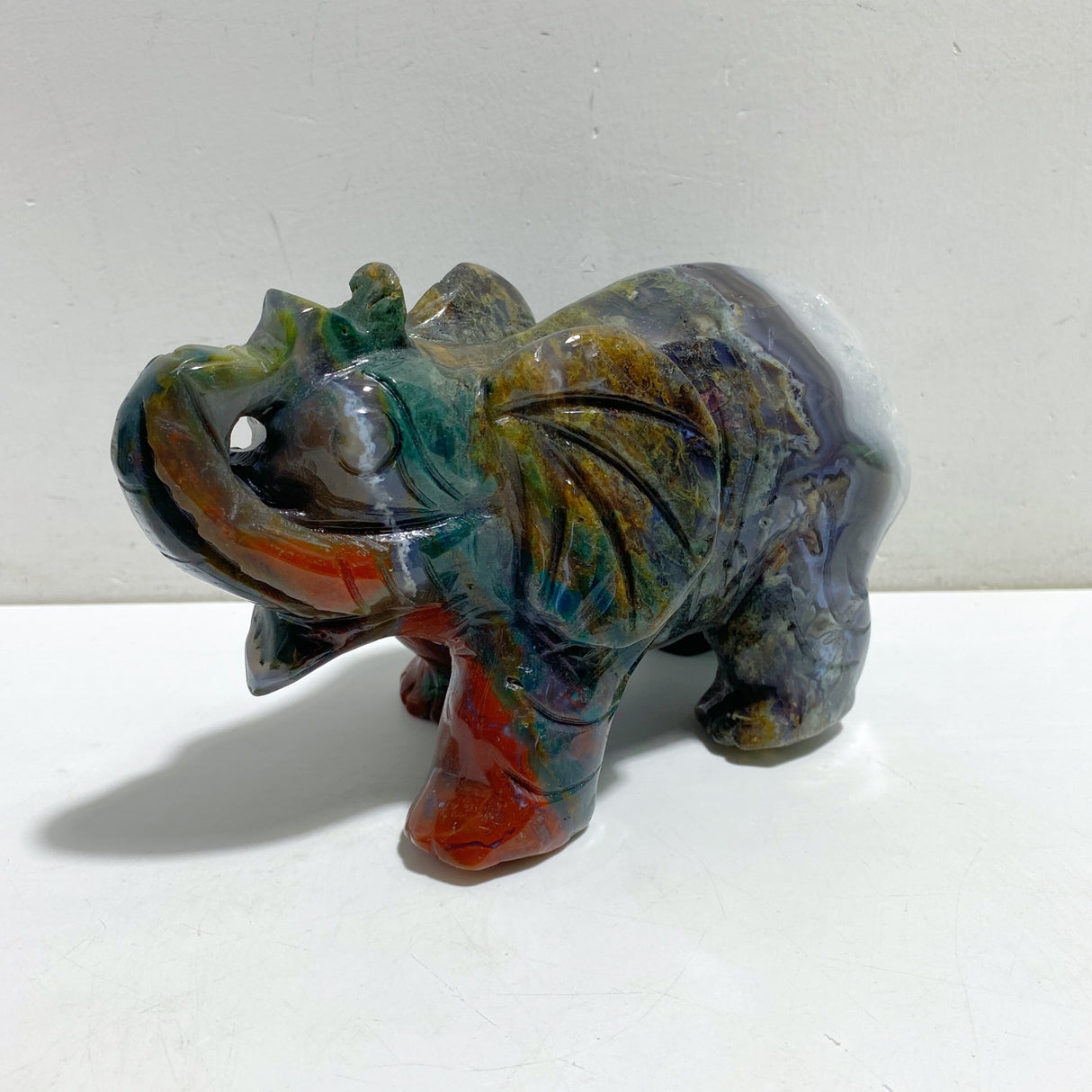 2 Pieces Large Ocean Jasper Elephant Carving