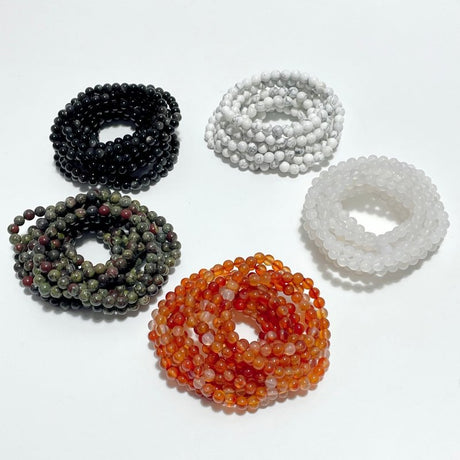 6mm Carnelian Howlite Silver Sheen Obsidian Dragon Blood Stone White Agate Bracelet Wholesale - Wholesale Crystals