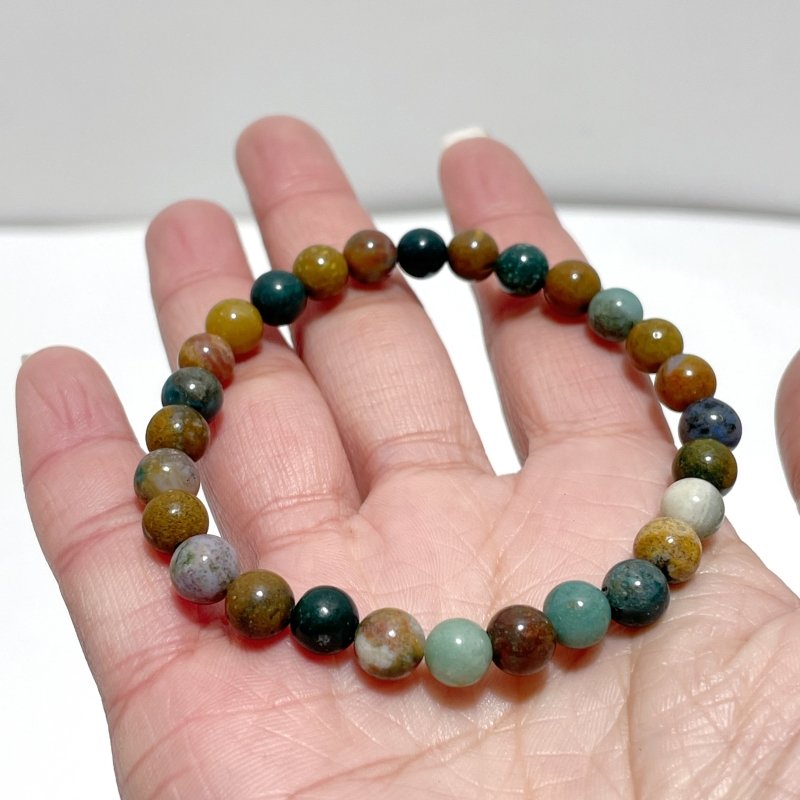 6mm Red Tiger Eye Ocean Jasper Lepidolite Bracelet Wholesale - Wholesale Crystals