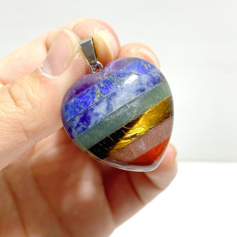 7 Chakra Heart Shape Pendants Wholesale - Wholesale Crystals