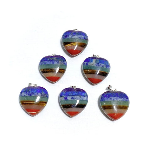 7 Chakra Heart Shape Pendants Wholesale - Wholesale Crystals