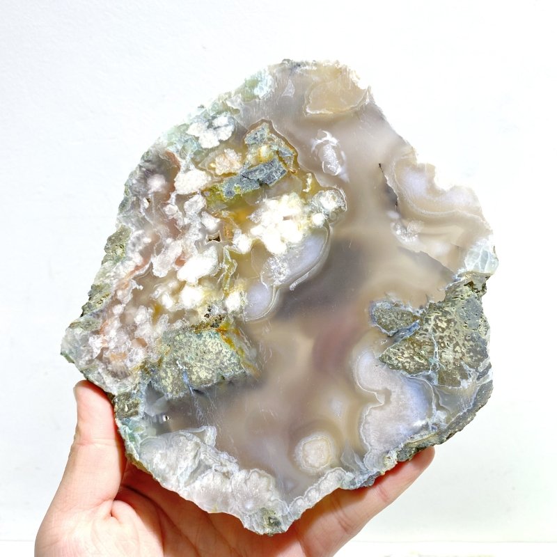 7 Pieces Beautiful Large Green Sakura Flower Agate Slab - Wholesale Crystals
