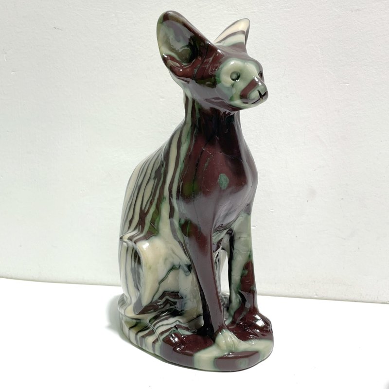 7 Pieces China Grey Stripe Stone Cat Carving - Wholesale Crystals