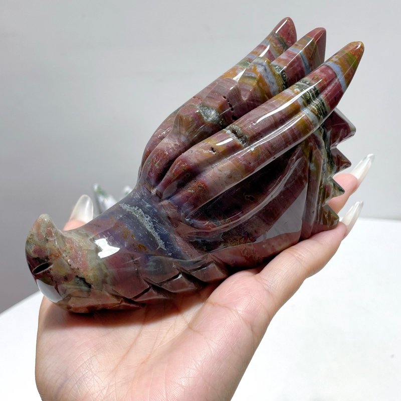 7 Pieces Colorful Ocean Jasper Dragon Head Carving - Wholesale Crystals