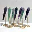 7 Pieces Fluorite Point Magic Scepter Wand With Stand - Wholesale Crystals
