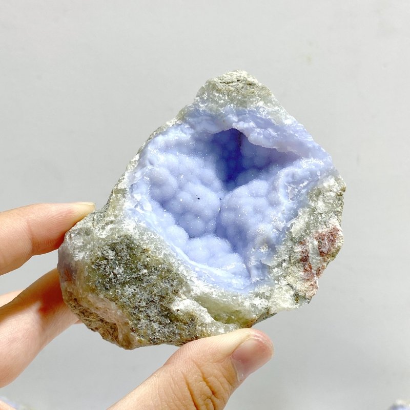 7 Pieces Geode Blue Chalcedony Druzy - Wholesale Crystals