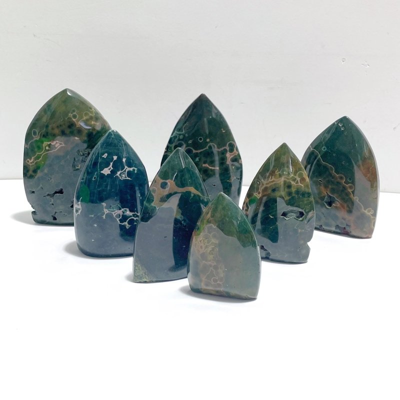 7 Pieces Green 6th Vein Ocean Jasper Arrow Head Shape Home Decor - Wholesale Crystals