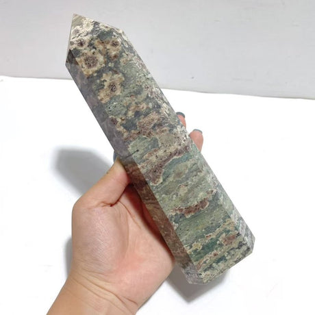 7 Pieces Green Sakura Flower Agate Point - Wholesale Crystals