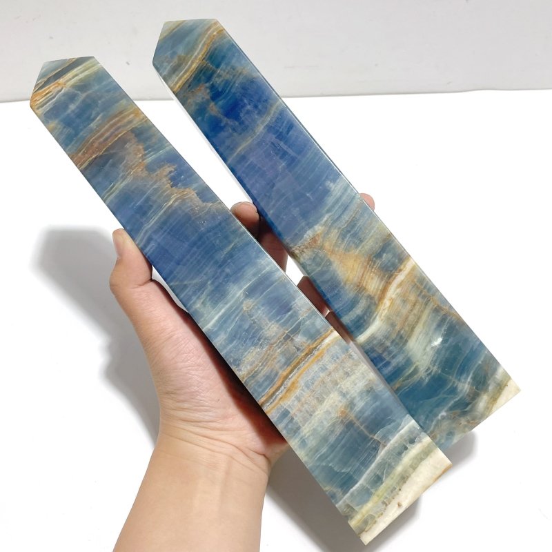 7 Pieces High Quality Blue Onyx Four - sided Tower Point - Wholesale Crystals