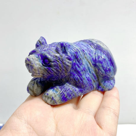 7 Pieces Lapis Lazuli Bear Carving - Wholesale Crystals