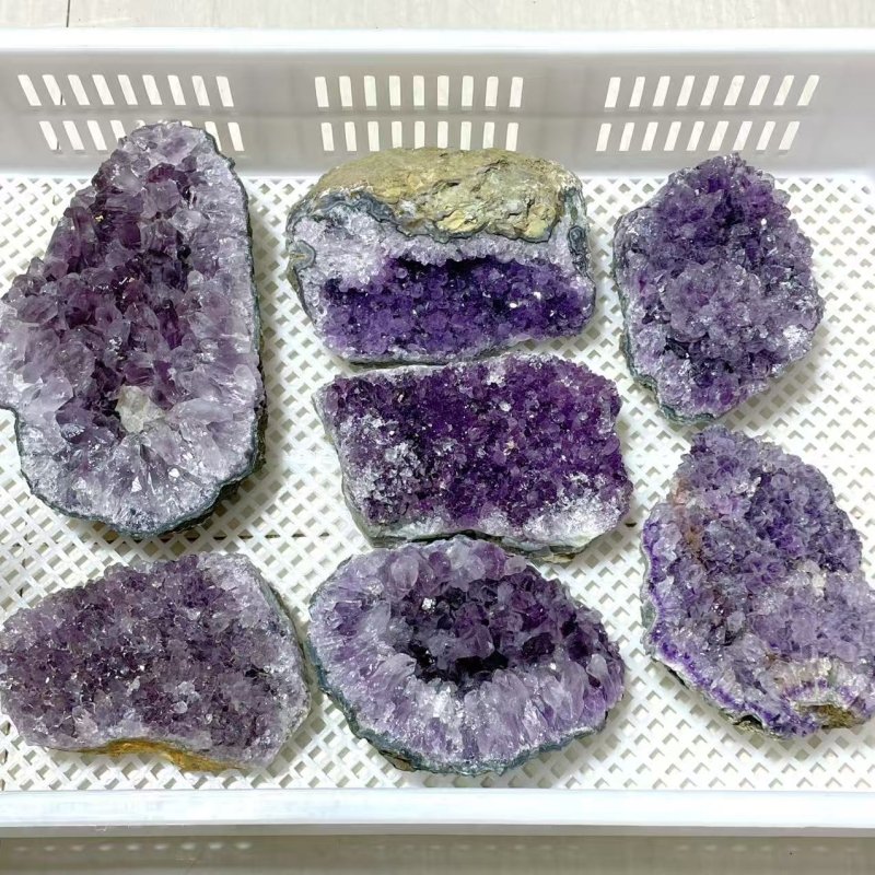 7 Pieces Large Amethyst Cluster Specimen - Wholesale Crystals