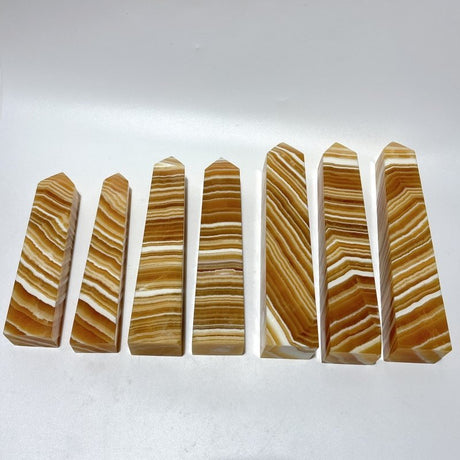 7 Pieces Large Beautiful Yellow Calcite Stripe Tower - Wholesale Crystals