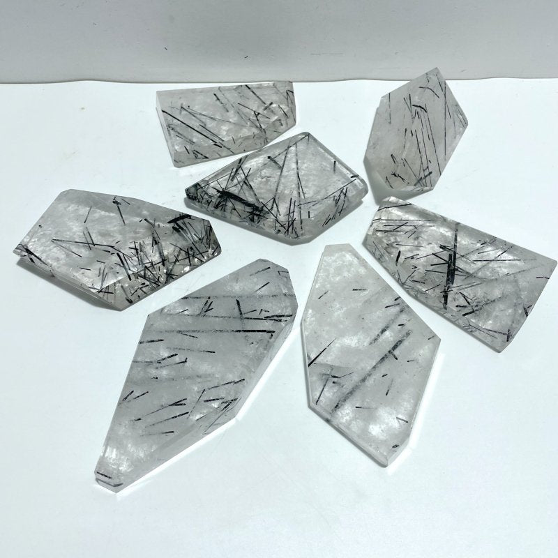7 Pieces Large Black Tourmaline Free Form Slabs - Wholesale Crystals