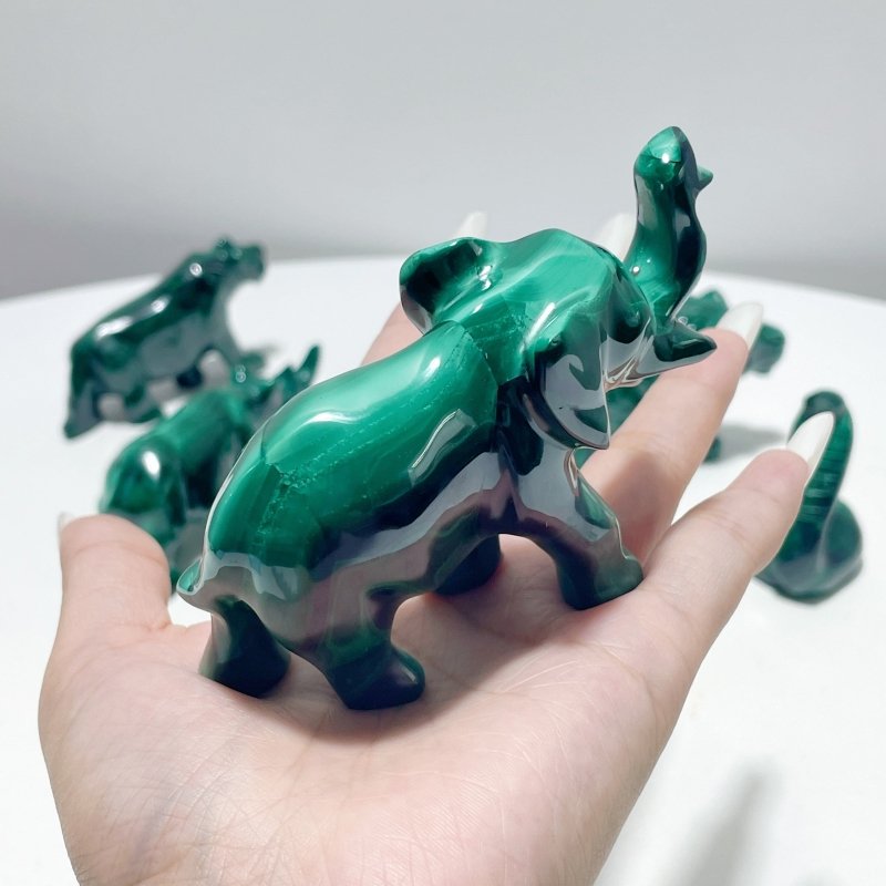 7 Pieces Malachite Animals Carving - Wholesale Crystals