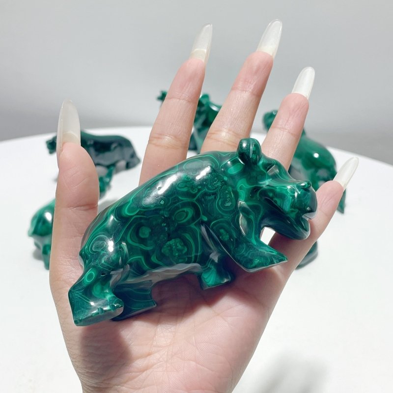 7 Pieces Malachite Animals Carving - Wholesale Crystals