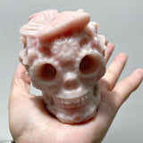 7 Pieces Pink Opal Butterfly Skull Carving - Wholesale Crystals