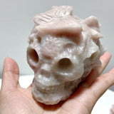 7 Pieces Pink Opal Butterfly Skull Carving - Wholesale Crystals