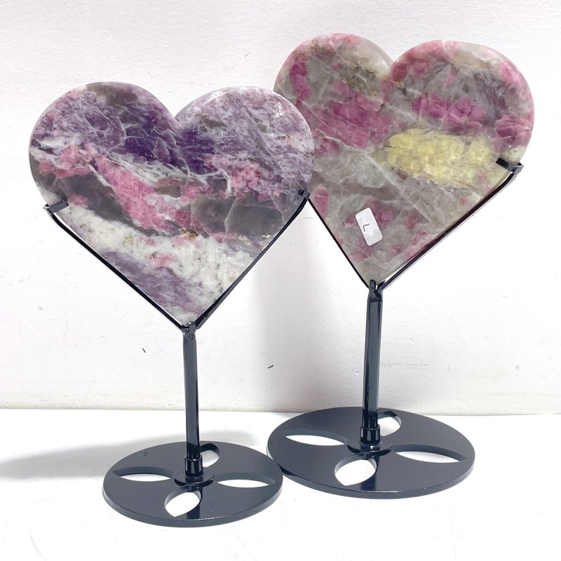 7 Pieces Pink Tourmaline Heart With Stand - Wholesale Crystals