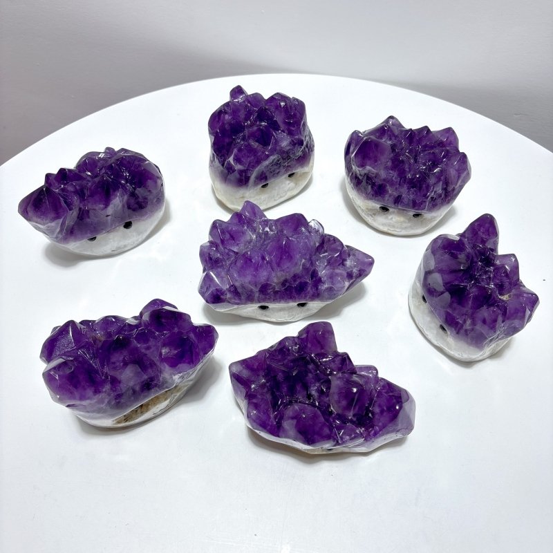 7 Pieces Polished Large Amethyst Teeth Cluster Groot Carving - Wholesale Crystals