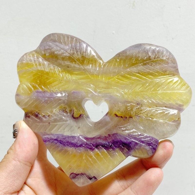 7 Pieces Rainbow Fluorite Heart Carving With Stand -Wholesale Crystals