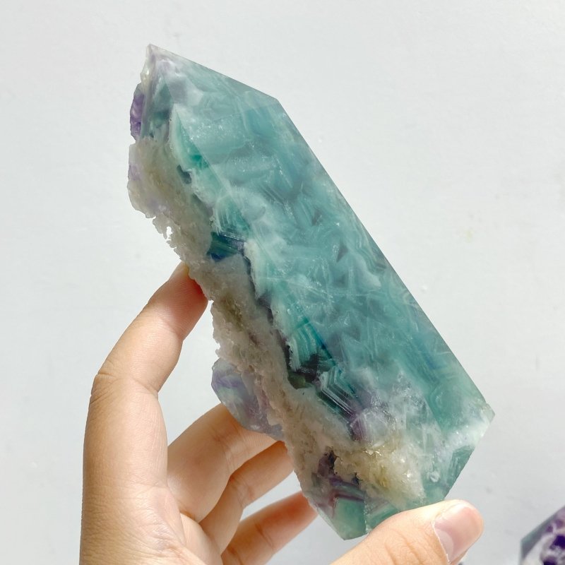 7 Pieces Rainbow Fluorite Raw Side Tower -Wholesale Crystals
