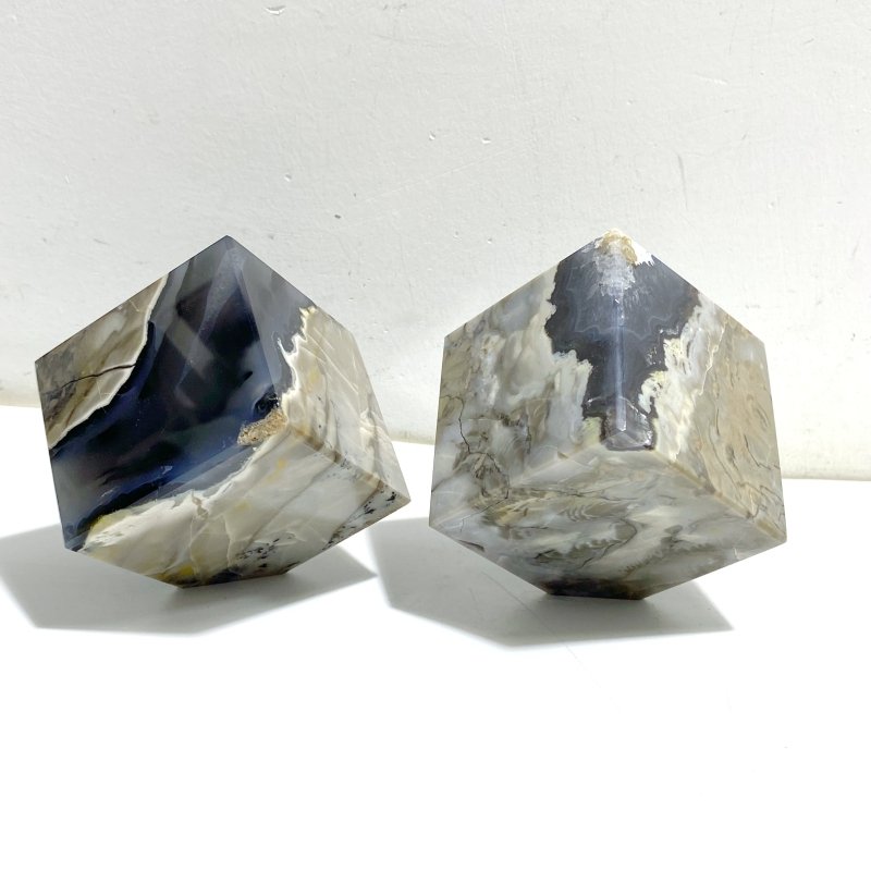 7 Pieces Volcanic Agate Standable Cube (UV-Reactive) -Wholesale Crystals