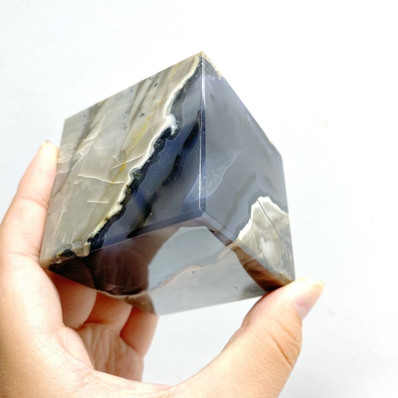 7 Pieces Volcanic Agate Standable Cube (UV-Reactive) -Wholesale Crystals
