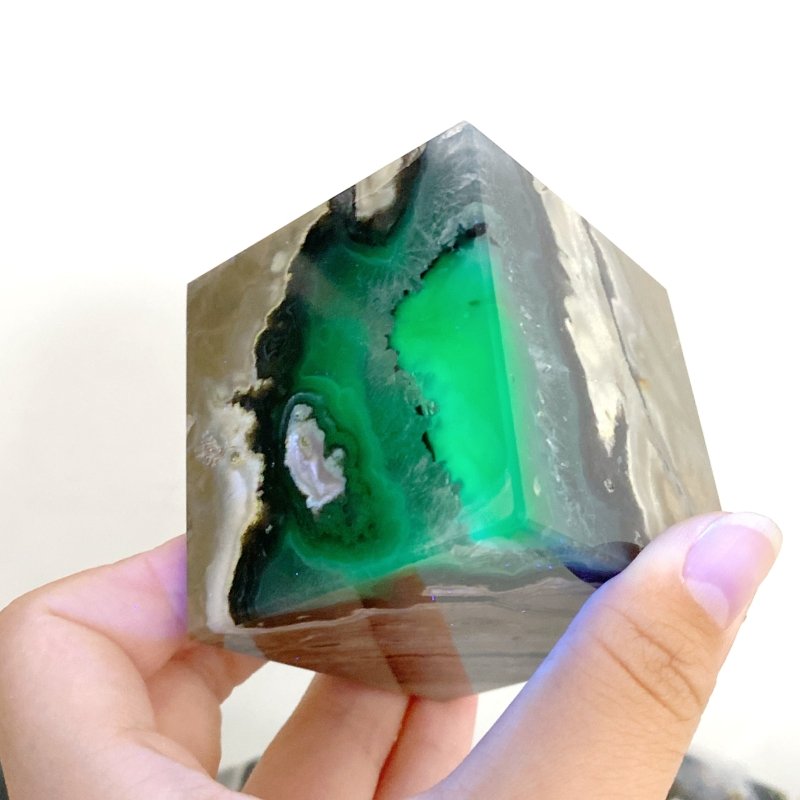 7 Pieces Volcanic Agate Standable Cube (UV-Reactive) -Wholesale Crystals
