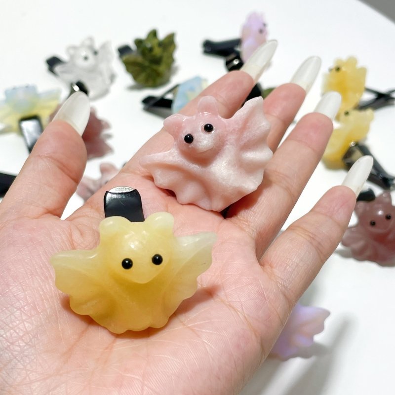 7 Types Halloween Bat Crystal Car Air Vent Clips Wholesale Car Accessories Yellow Calcite Strawberry Quartz - Wholesale Crystals