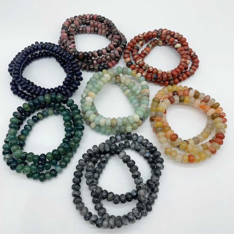 7 Types Rondelle Beads Bracelet Wholesale Moss Agate Red Jasper -Wholesale Crystals