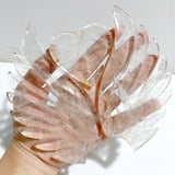 Clear Quartz Heart Wing Carving With Stand
