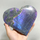 4 Pieces Large Labradorite Heart With Stand