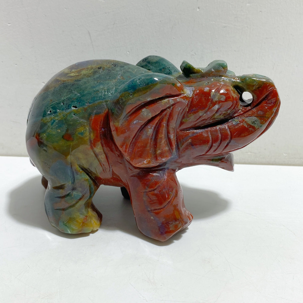 2 Pieces Large Ocean Jasper Elephant Carving