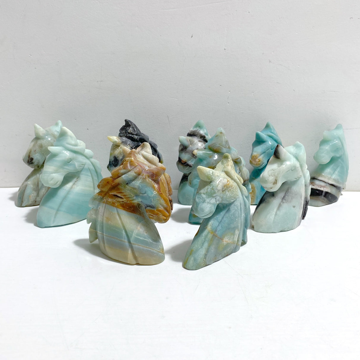11 Pieces Caribbean Calcite Unicorn Carving Closeout
