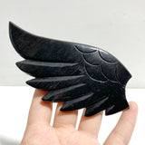 Unique Black Obsidian Heart Wing Carving With Stand