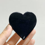 Black Obsidian Heart Wing Carving With Stand