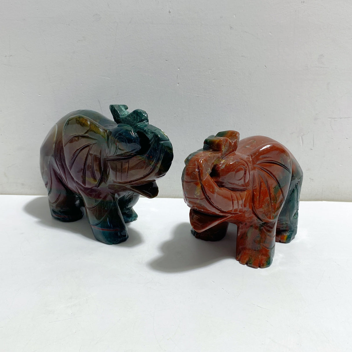 2 Pieces Ocean Jasper Elephants Carving