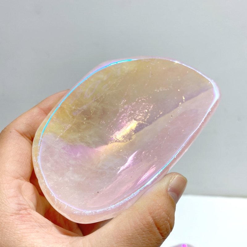 8 Pieces Aura Rose Quartz Bowl Carving - Wholesale Crystals