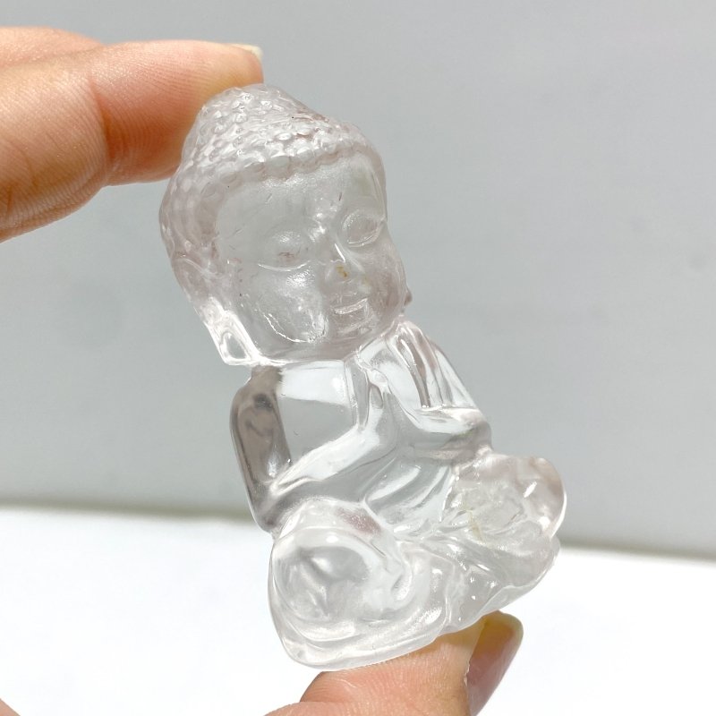 8 Pieces Beautiful Clear Quartz Buddha Carving - Wholesale Crystals