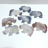 8 Pieces Beautiful Geode Druzy Agate Rhino Carving - Wholesale Crystals