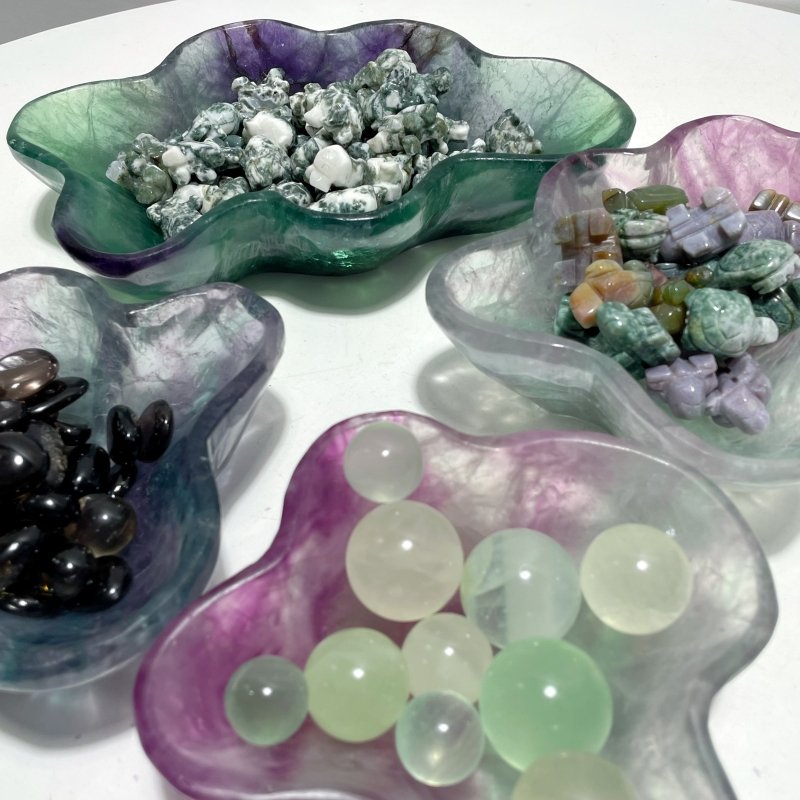 8 Pieces Beautiful Large Fluorite Bowl Home Decor Carving - Wholesale Crystals