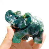 8 Pieces Beautiful Moss Agate Elephant Carving - Wholesale Crystals