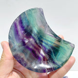 8 Pieces Beautiful Rainbow Fluorite Moon Bowl Carving - Wholesale Crystals