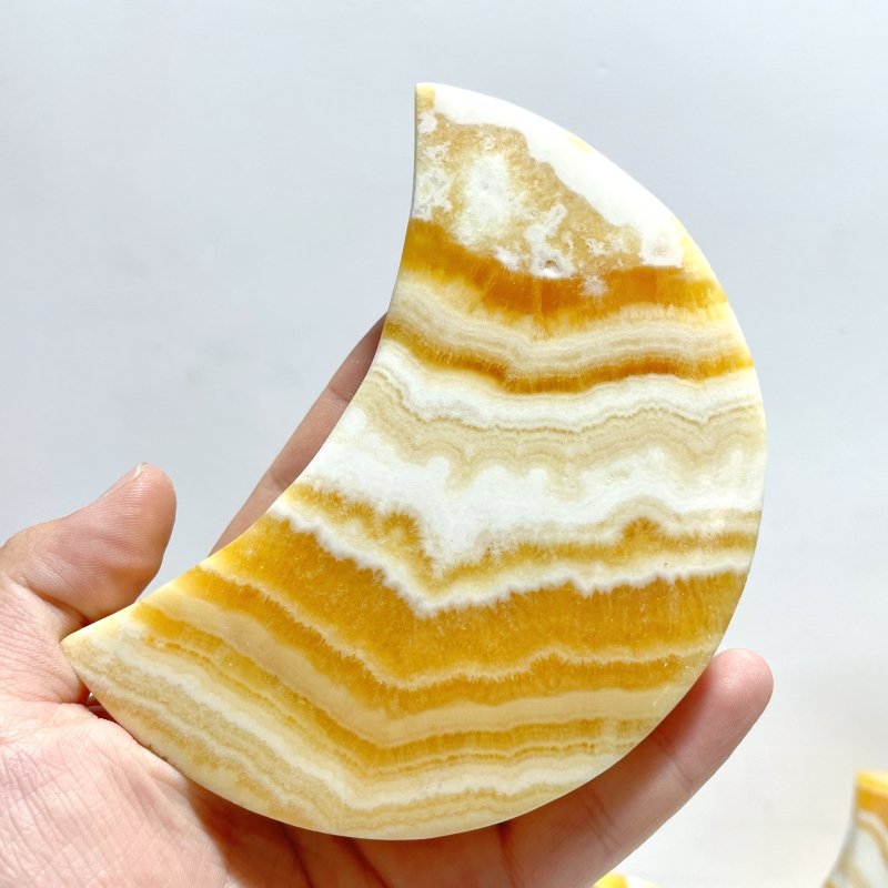 8 Pieces Beautiful Yellow Calcite Moon With Stand - Wholesale Crystals