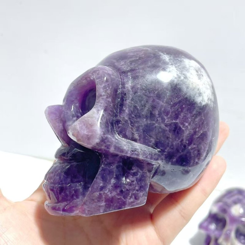 8 Pieces Chevron Amethyst Skull Carving - Wholesale Crystals